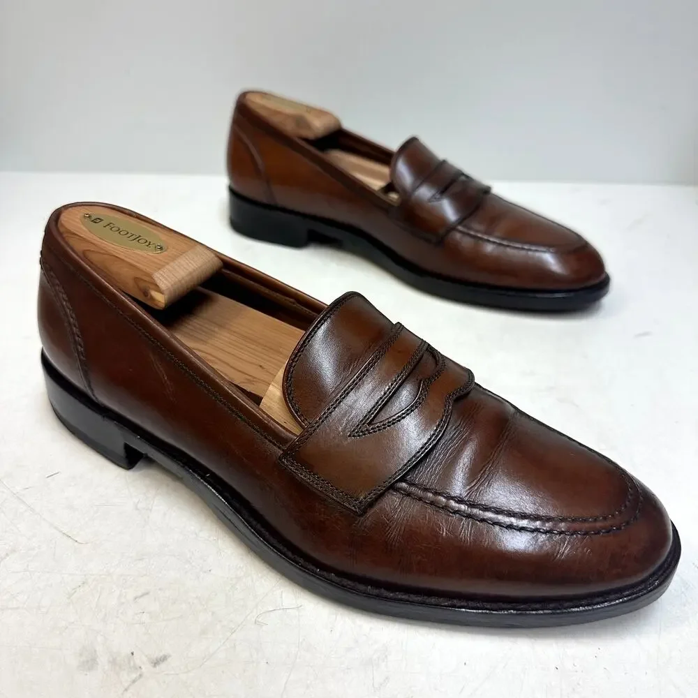 NEW HEELS Polo Ralph Lauren Penny Loafer Cognac Brown Bench Made in Italy 8 D